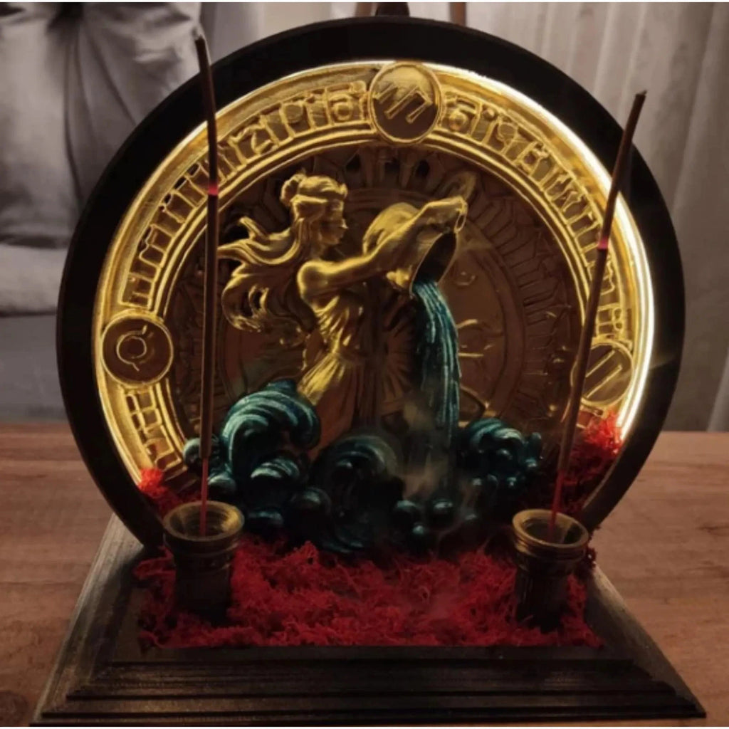 Aquarius Zodiac LED Backflow Incense Burner Astrology Spiritual Decor