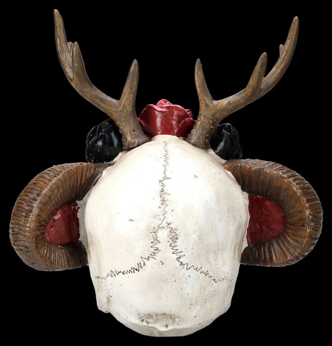 Totenkopf Figur - Wicca Schädel mit Geweih - Gothic Spirituell Magische Deko