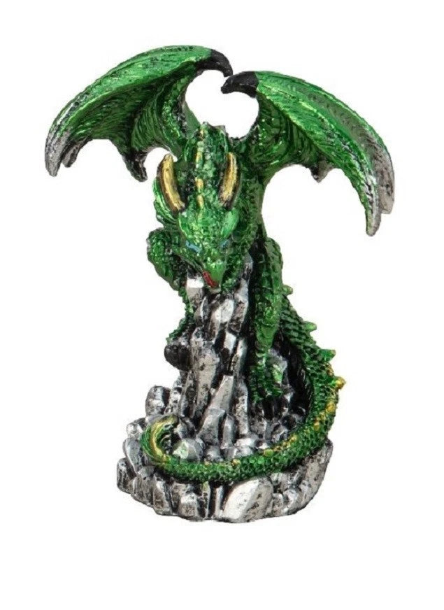 Mystisch und Spirituell - Dekofigur Drachen mit Kristallen, Höhe 8,0 - 9,0 cm