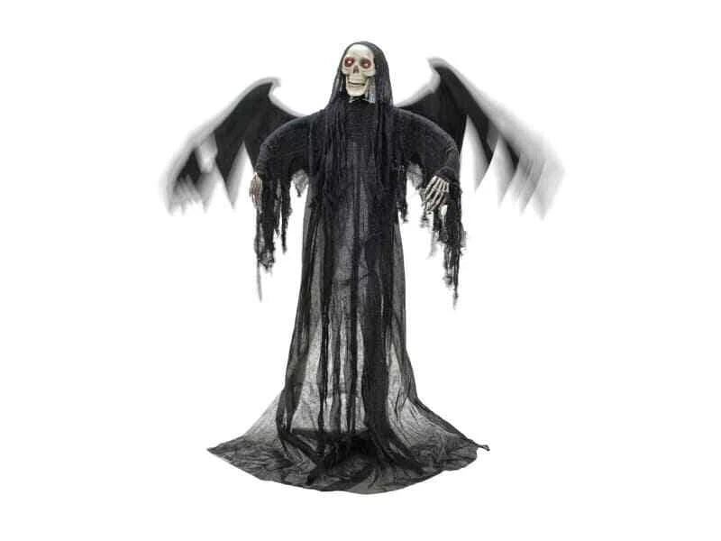 EUROPALMS Halloween Schwarzer Engel, 175x100x66cm - Animierte Figur mit Licht- u