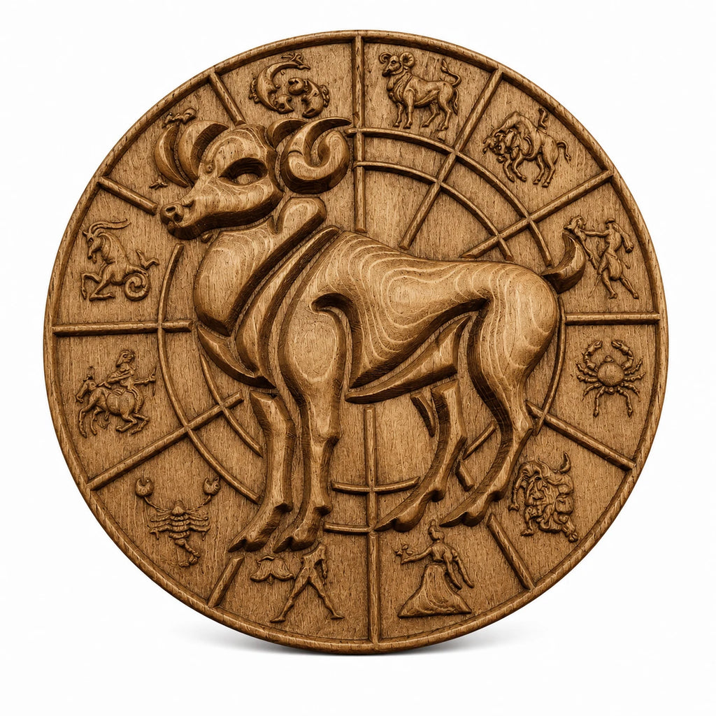 Handmade Zodiac Signs Wall Art Set Wood Carving Astrology Decor 12 Horoscope