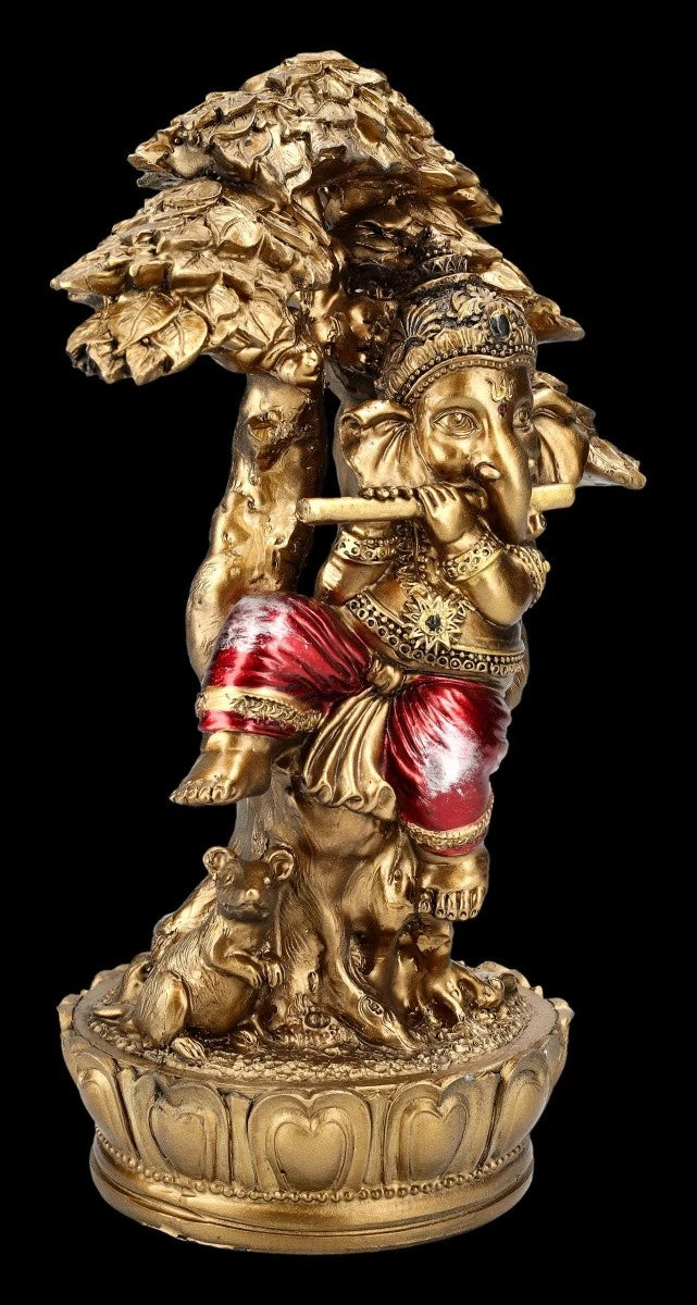Indische Ganesha Dekofigur – Musizierend Spirituelle Hindu Statuette H 22 cm