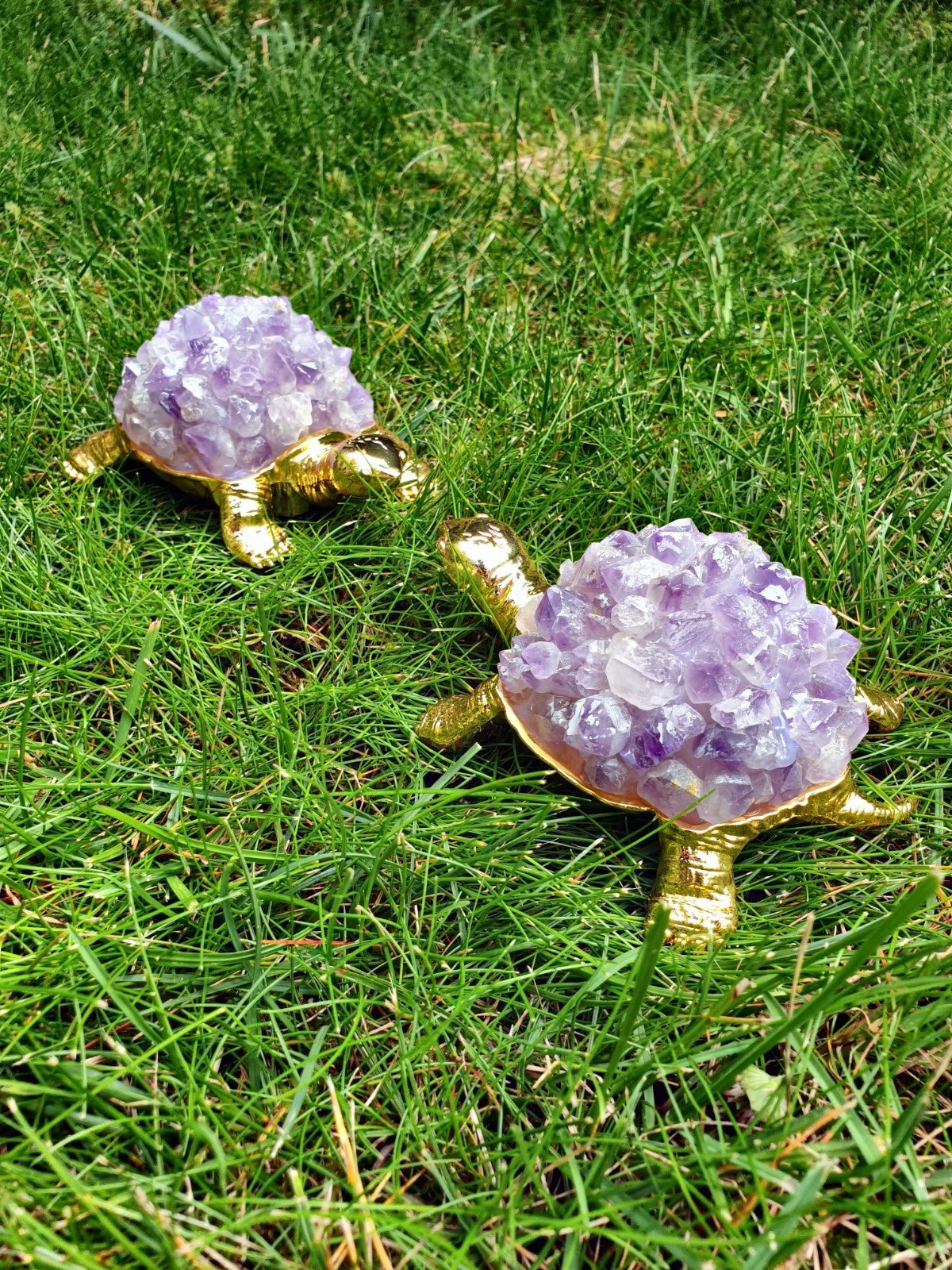 Amethyst Schildkröte – Spiritueller Schutz &amp; Heilstein Energie Figur Glück neu