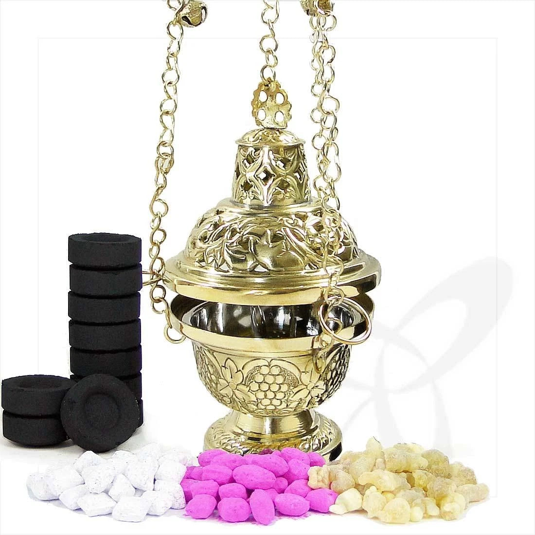 2938 Weihrauchfass mit Glöckchen Messing Handarbeit Räucherset