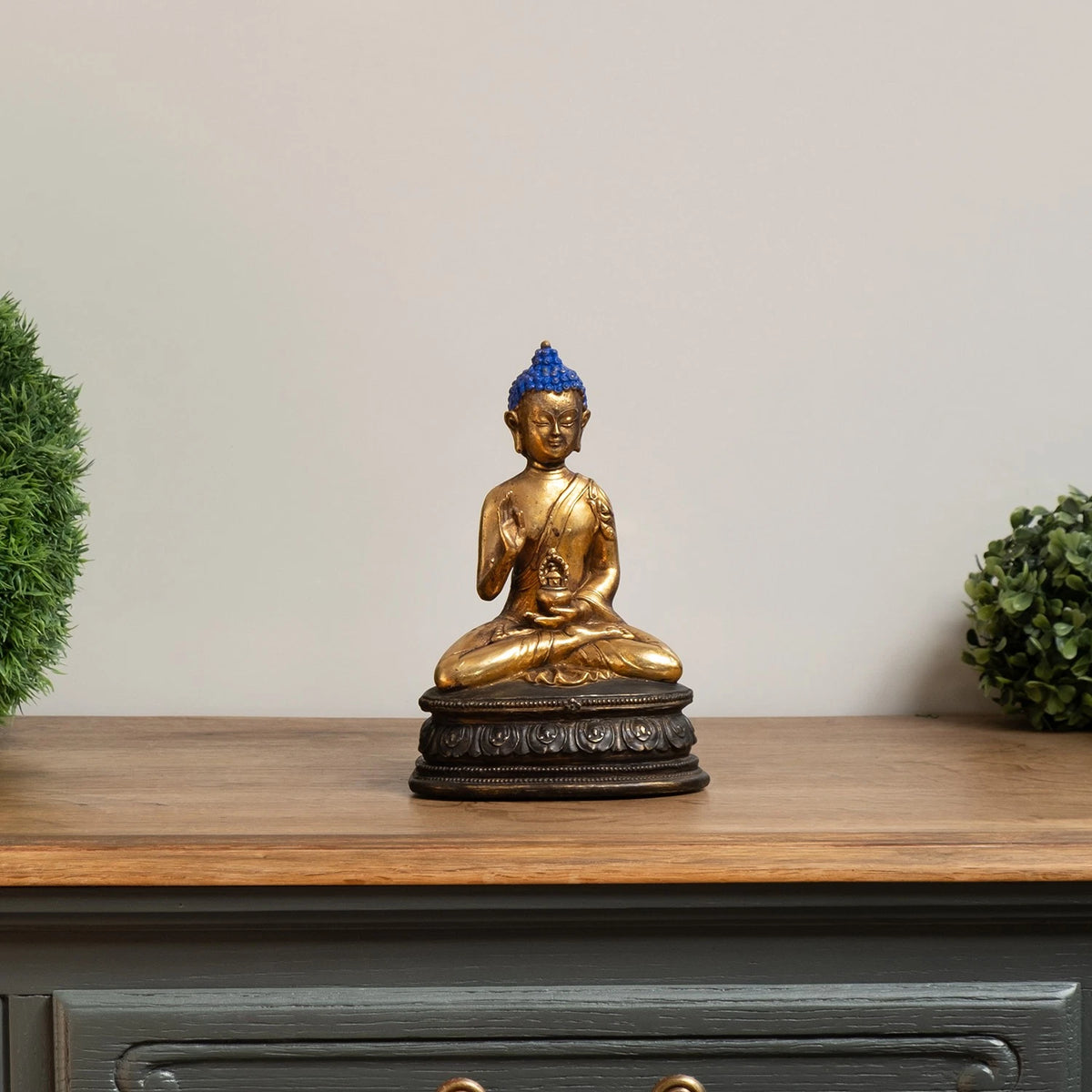 Buddhafigur gold sitzend 14,5 x 10,5 x 22 cm Dekofigur Polyresin spirituell