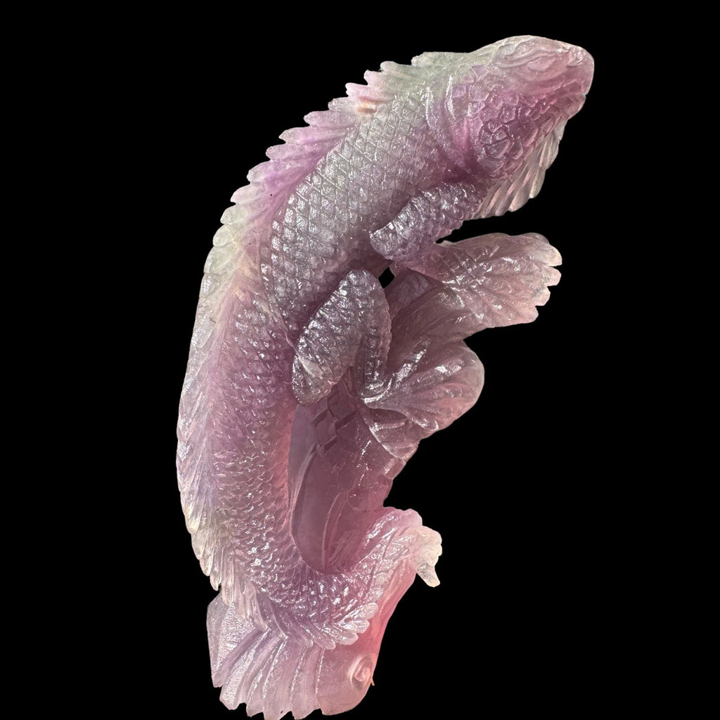 577gHand Carved Fluorite Lizard Sculpture Psychic Protection Aura Cleansing gift