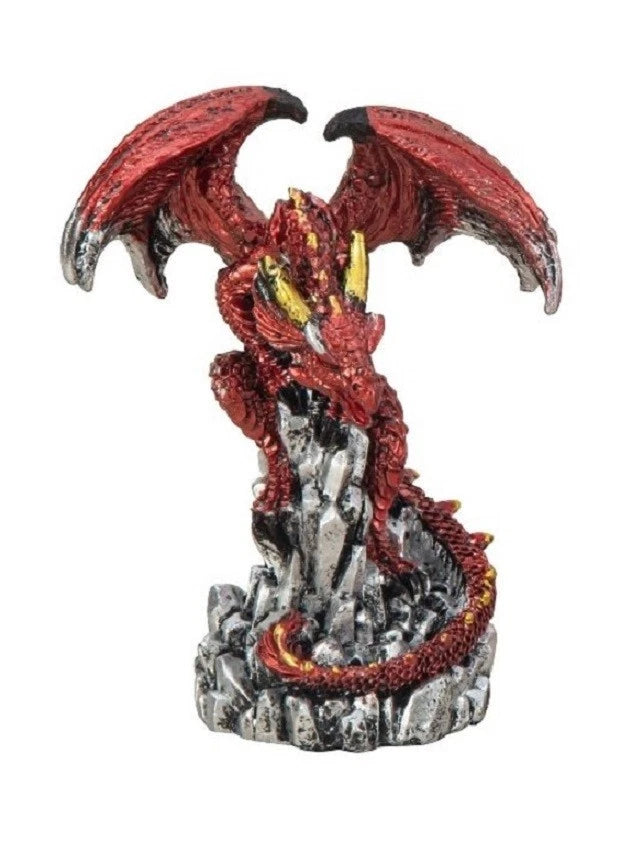 Mystisch und Spirituell - Dekofigur Drachen mit Kristallen, Höhe 8,0 - 9,0 cm