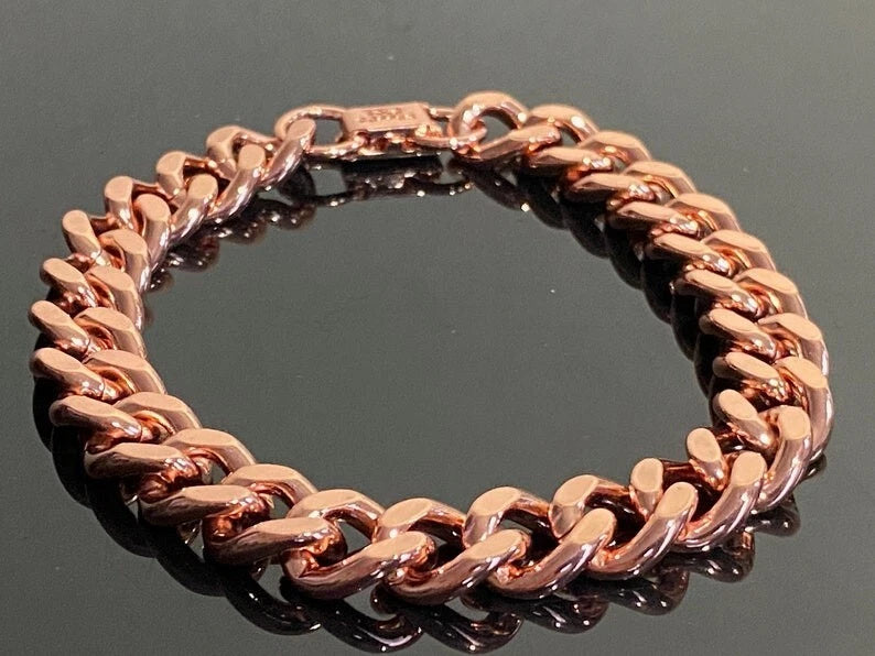 Pure Solid Copper Bracelet Arthritis Cuban Chain Curb Link Rider Bracelet CJ-13