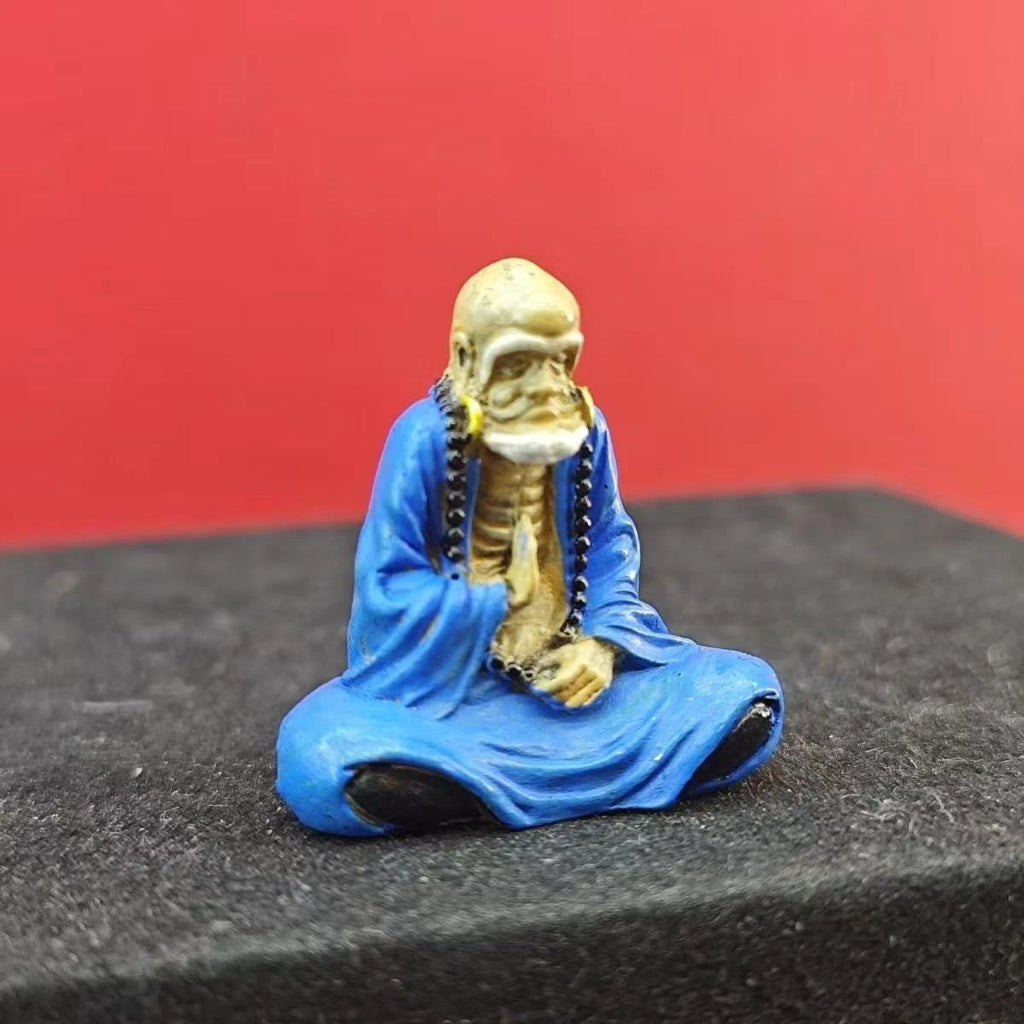 Mini Painted Bodhidharma Statue, Zen Monk Figurine for Meditation &amp; Home Decor