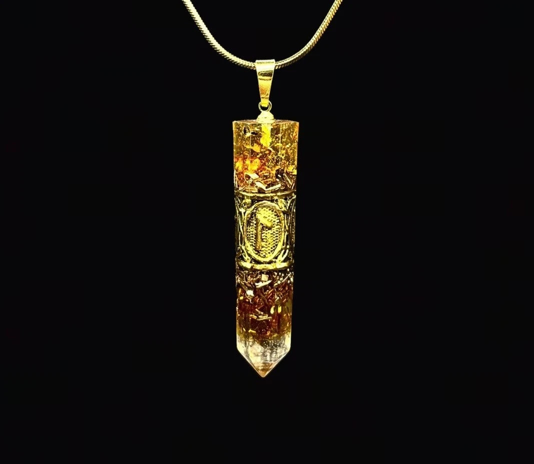 Bernstein Wikinger Runen Amulett Orgonit Anhänger - Nordischer Runen Talisman