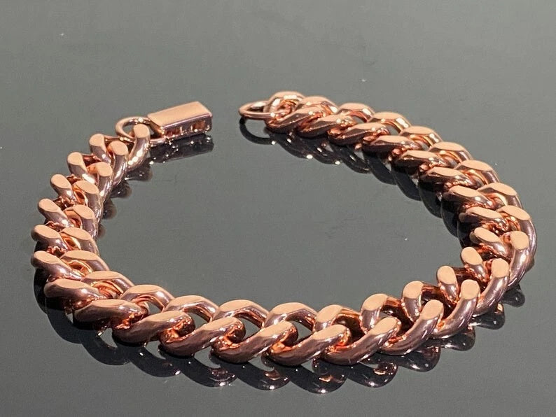 Pure Solid Copper Bracelet Arthritis Cuban Chain Curb Link Rider Bracelet CJ-13
