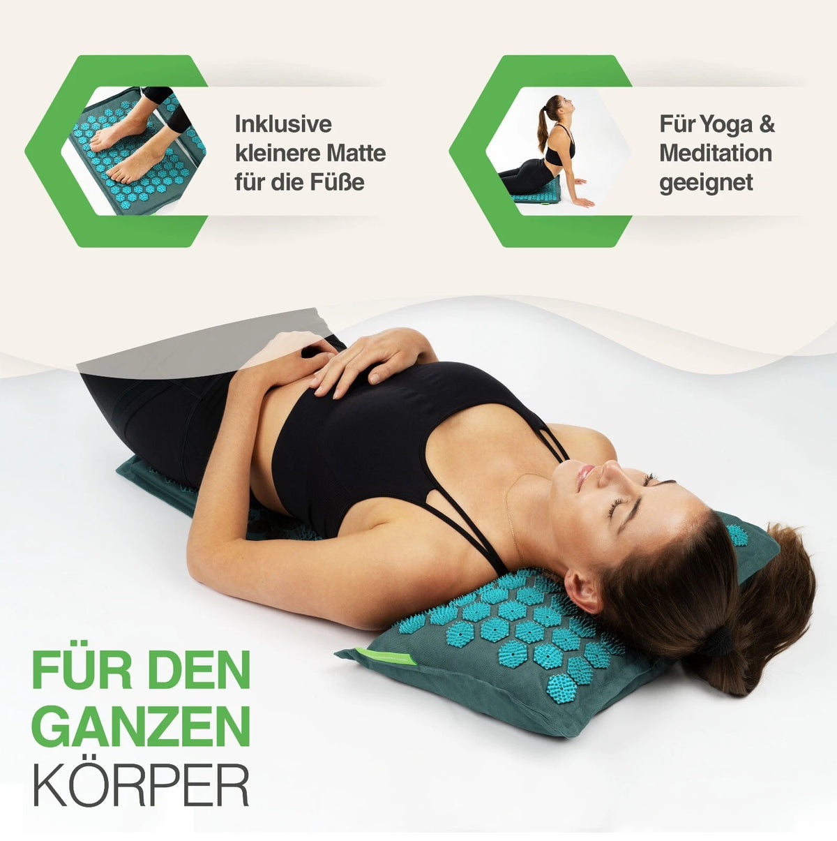 BACKLAxx® Akupressurmatt<wbr/>e XL Set mit Kissen Nadelmatte Massagematte Akupunktur