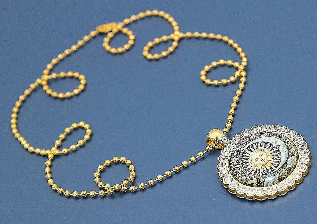 ✨ Sonne Mond Kette Gold Damen Rund Anhänger Zirkonia Boho Schmuck Geschenk 🌙✨