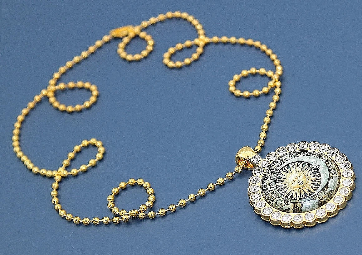 ✨ Sonne Mond Kette Gold Damen Rund Anhänger Zirkonia Boho Schmuck Geschenk 🌙✨