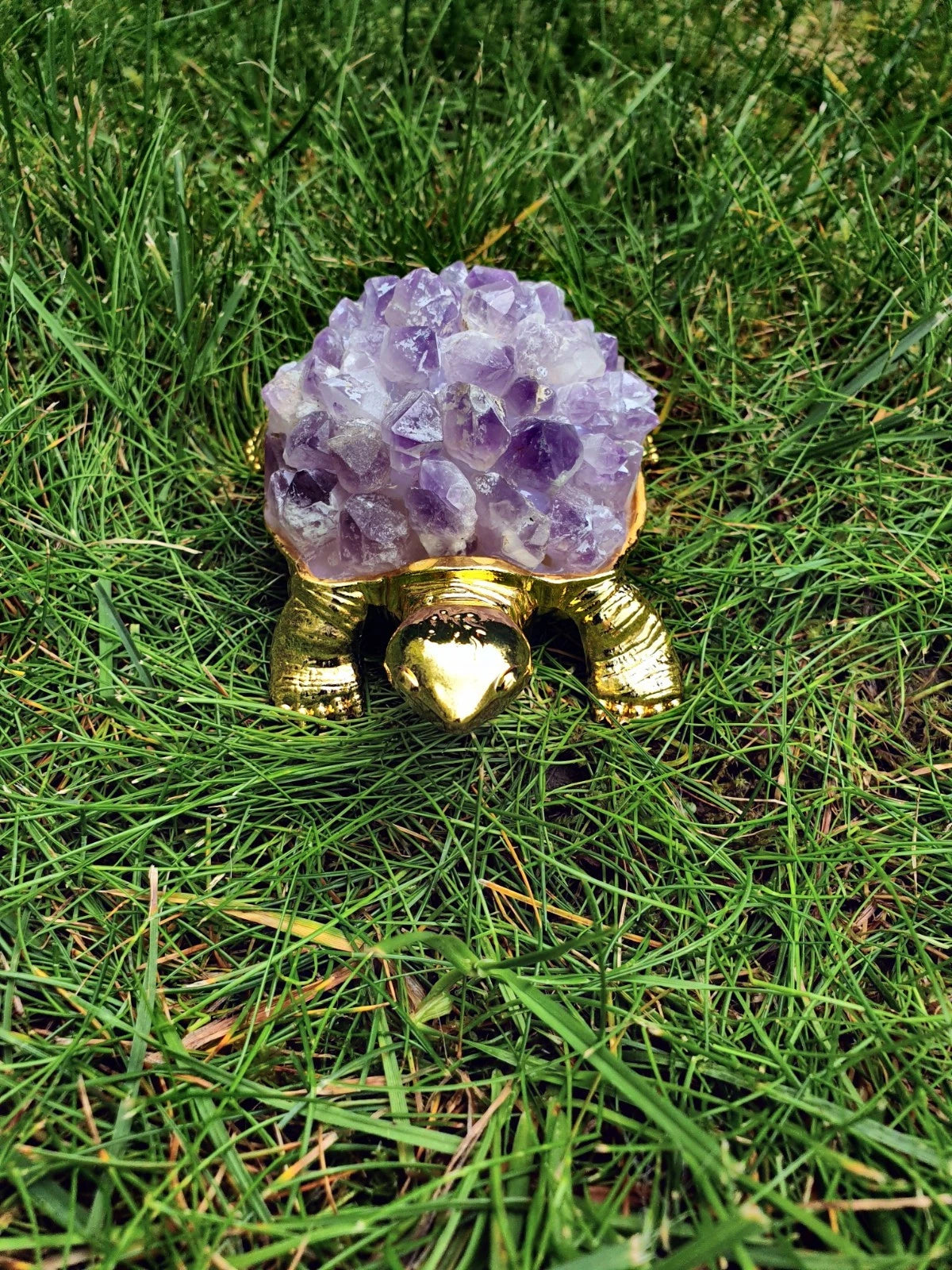 Amethyst Schildkröte – Spiritueller Schutz &amp; Heilstein Energie Figur Glück neu