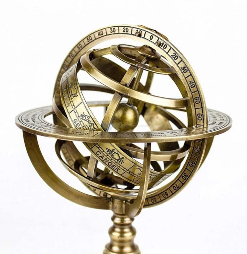 Messing Armillarkugel Astrolabium Tischkugel Astrologie drehbare Schilder Dekor