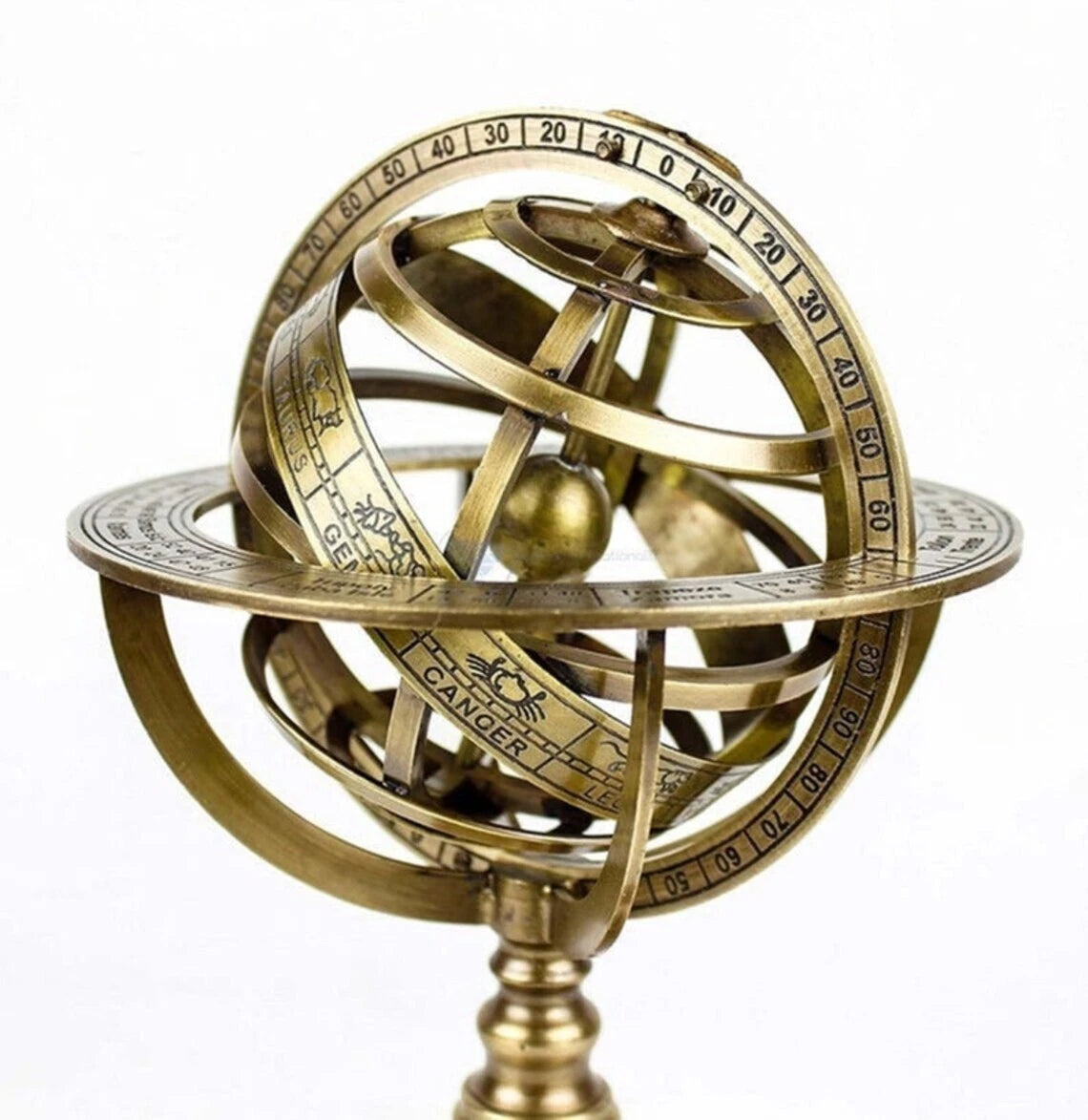 Messing Armillarkugel Astrolabium Tischkugel Astrologie drehbare Schilder Dekor