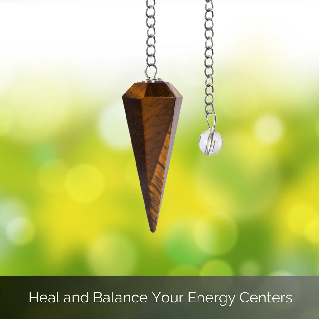 Tiger Eye Pendulum Crystal Stone, Faceted Pendulum Divination Tools, Dowsing