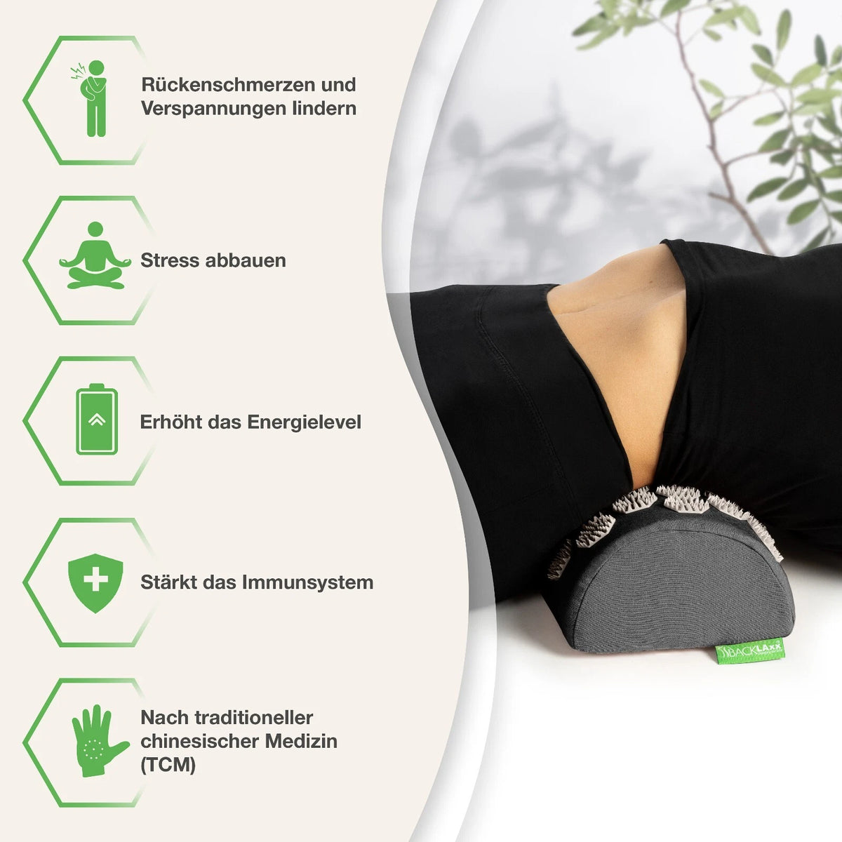 BACKLAxx ® Akupressur Nackenrolle - 2592 Spitzen - mit Befestigungsba<wbr/>nd