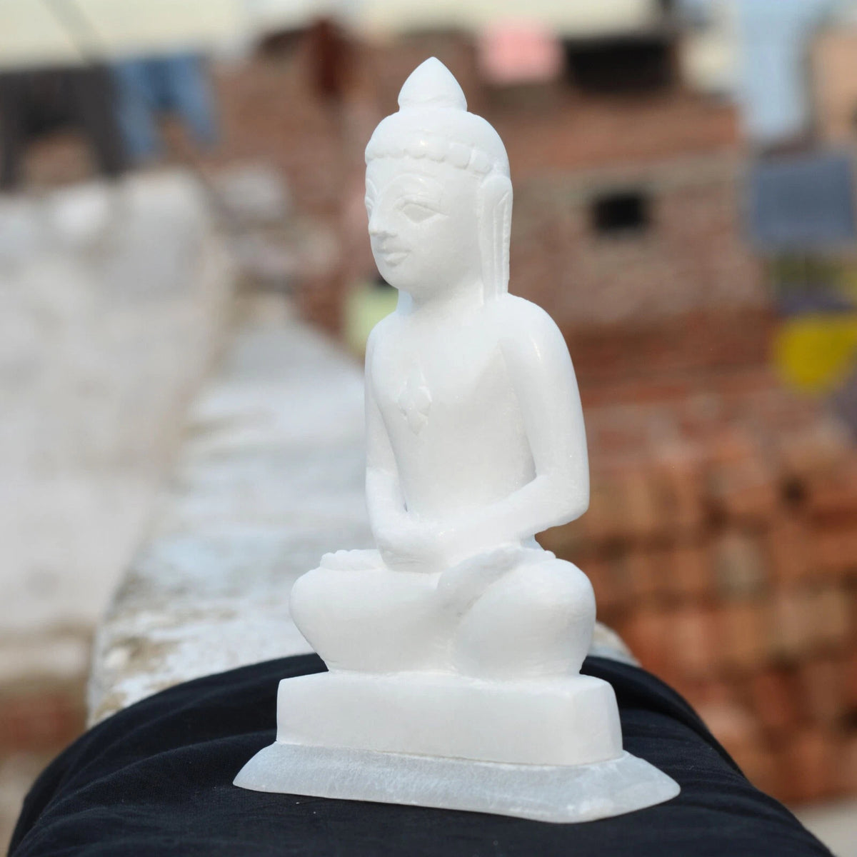 Marble Mahavir Swami Spiritual Statue Jain Temple Decor Meditation and Worship
