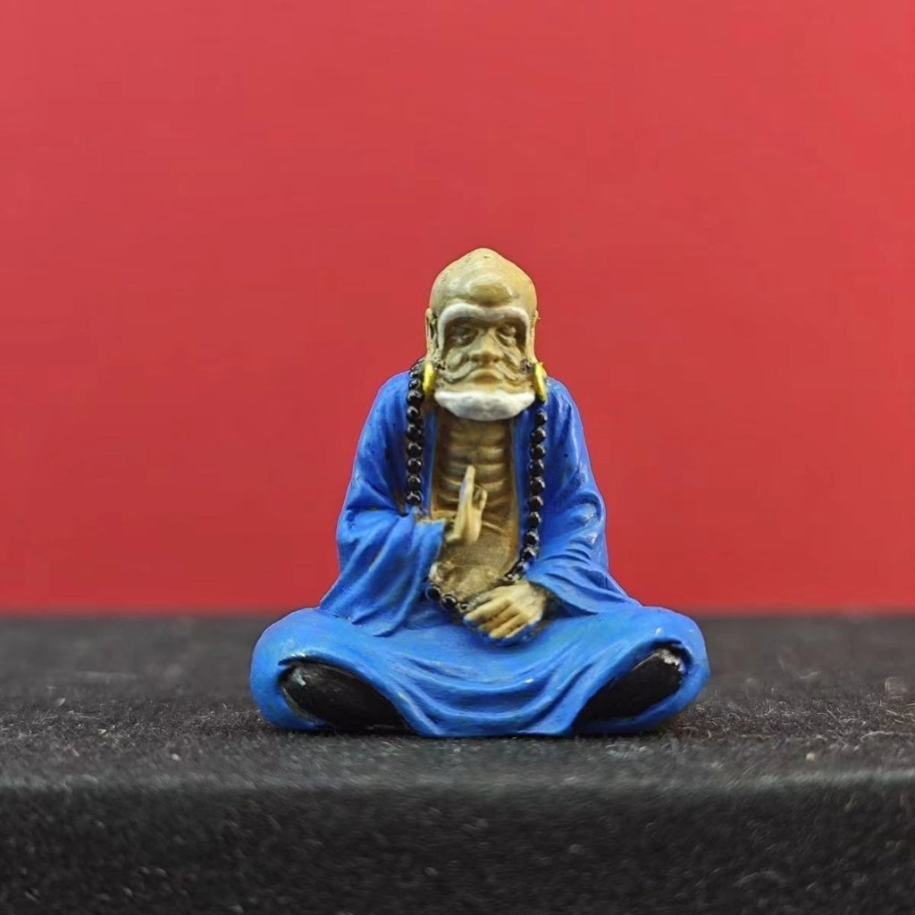 Mini Painted Bodhidharma Statue, Zen Monk Figurine for Meditation &amp; Home Decor