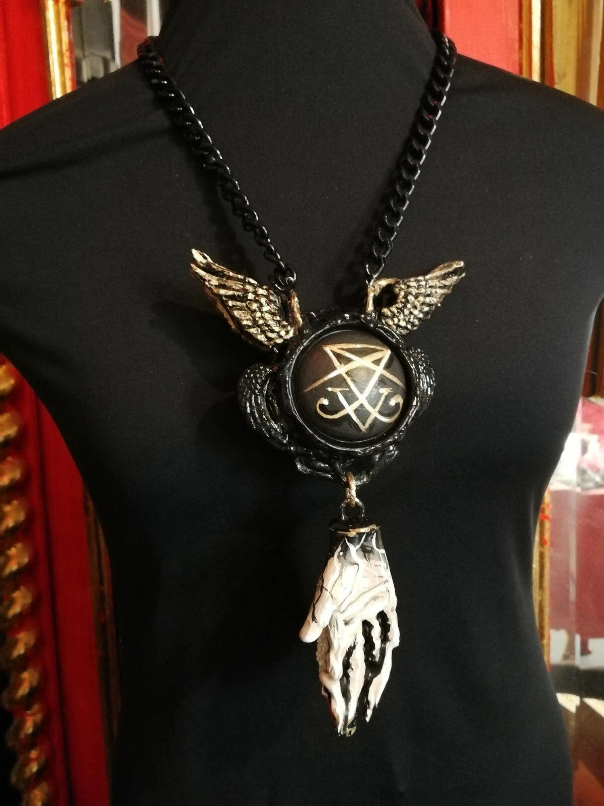 lucifer talisman black angel magic ritual amulet satanic pendant jewelry voodoo