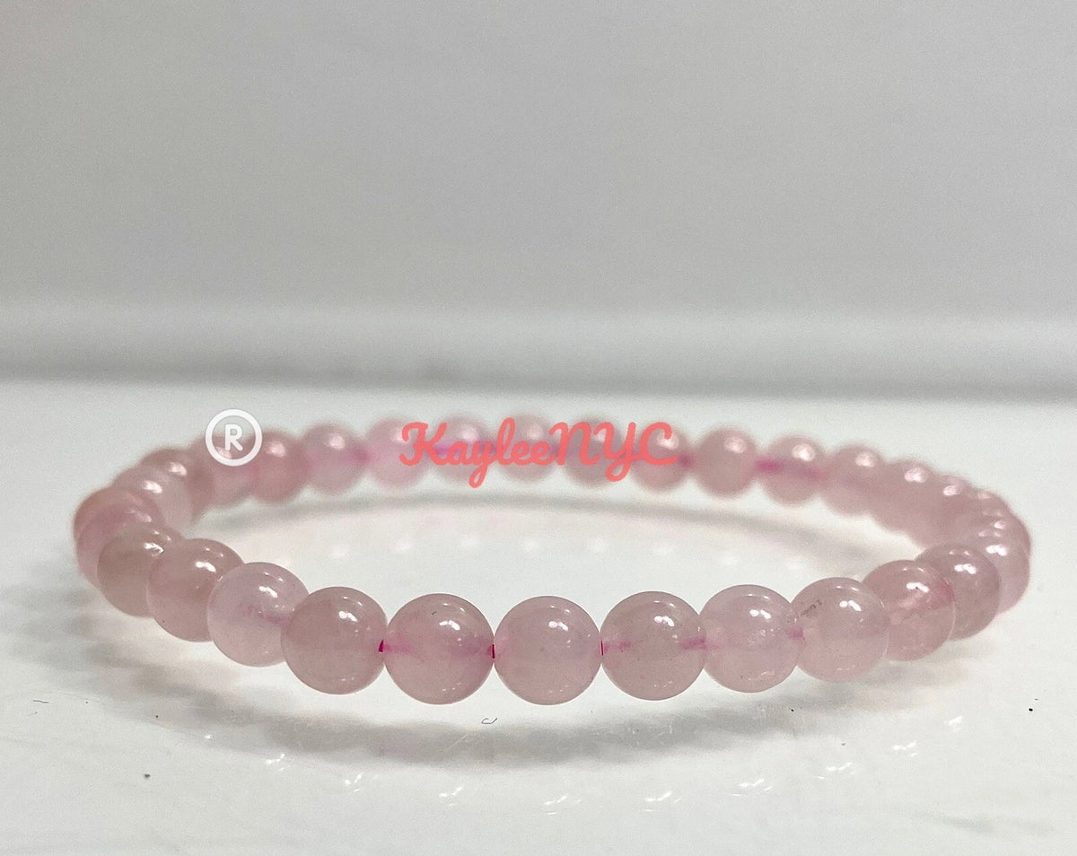 Wholesale 6 Pcs Natural Rose Quartz 6mm 7.5” Crystal Healing Stretch Bracelet