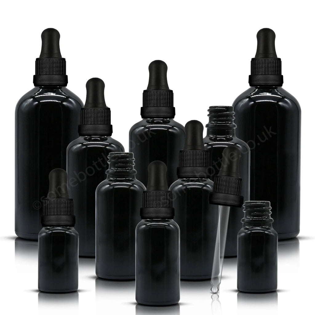 SCHWARZ Glas Tropferflasche mit Pipette Augentropfen Öle Aromatherapie Großhandel