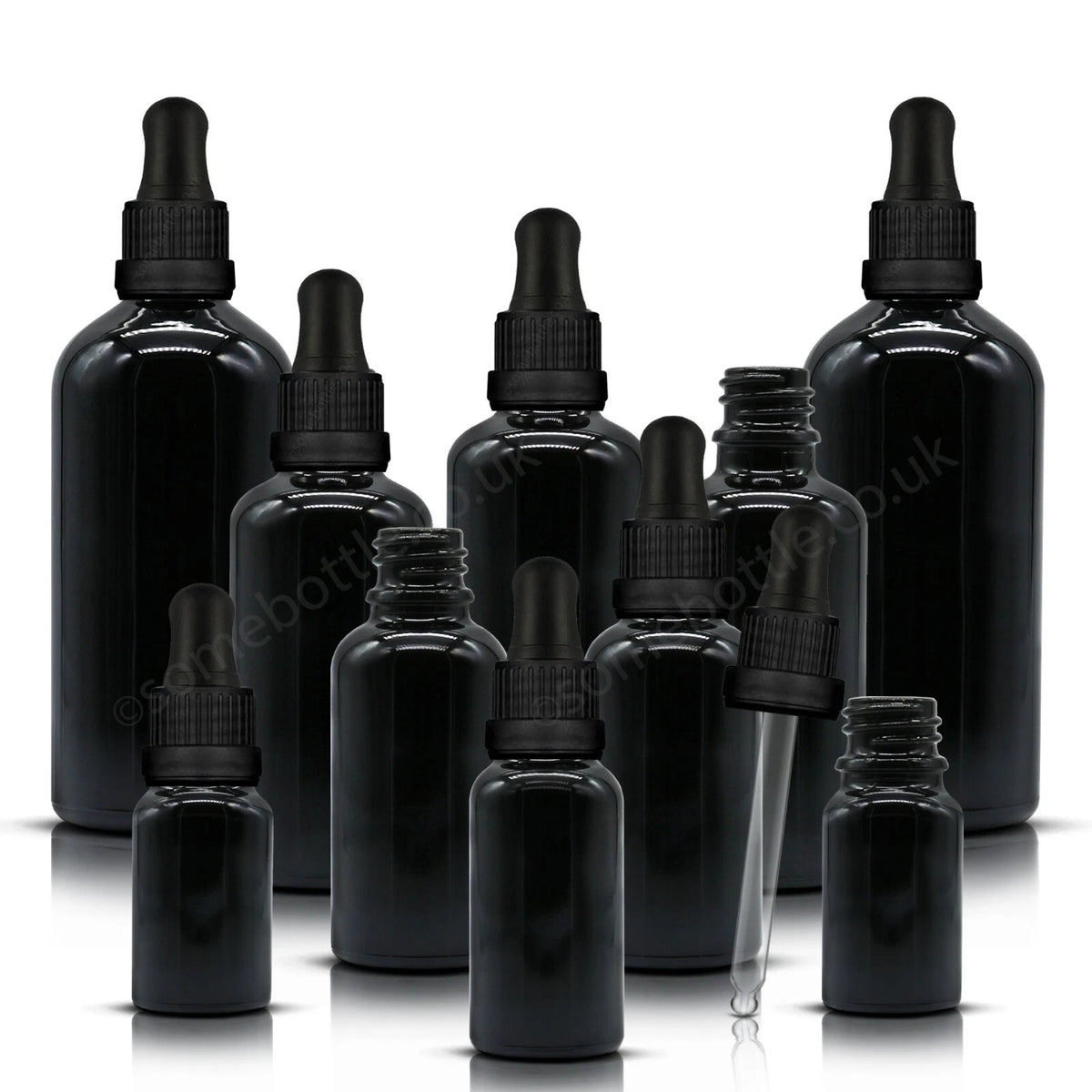 SCHWARZ Glas Tropferflasche mit Pipette Augentropfen Öle Aromatherapie Großhandel
