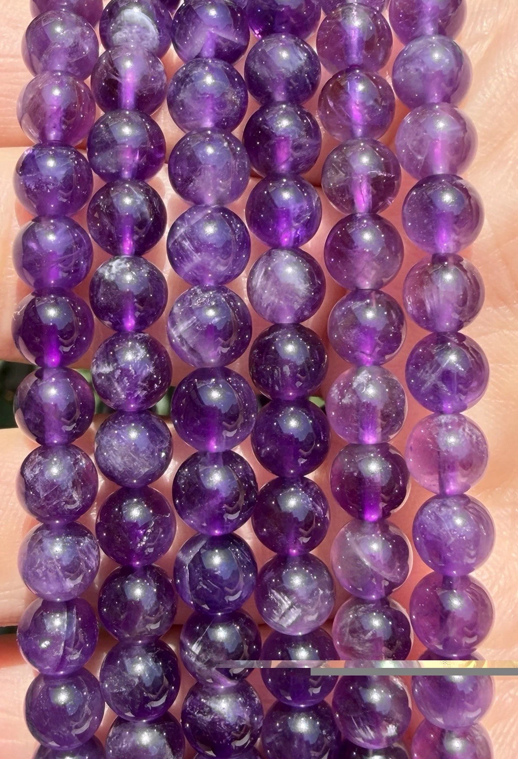 Wholesale Lot 6 Pcs Natural Amethyst 6mm 7.5” Crystal Healing Stretch Bracelet