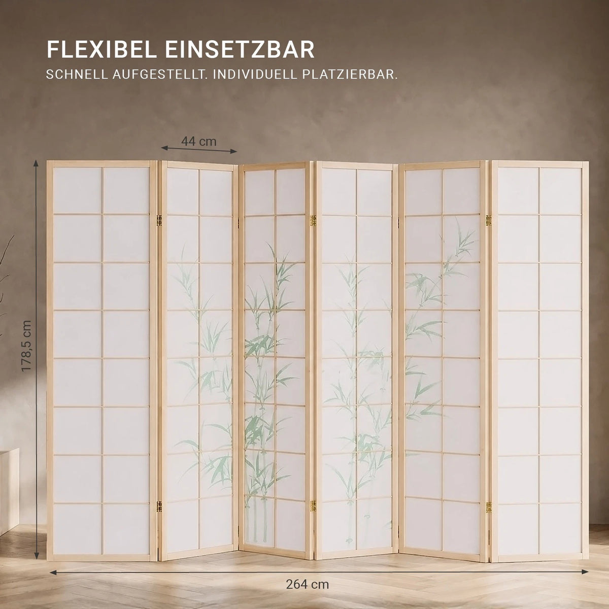 Raumteiler Trennwand Paravent Holz Massiv Sichtschutz Shoji Bambus Homestyle4u
