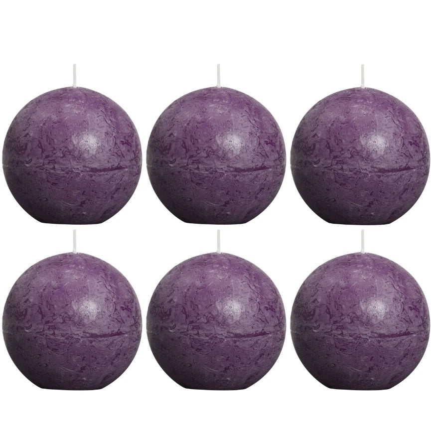 6 Stück Bolsius Rustik Kugelkerzen 80mm durchgefärbt Rustic Ballkerzen