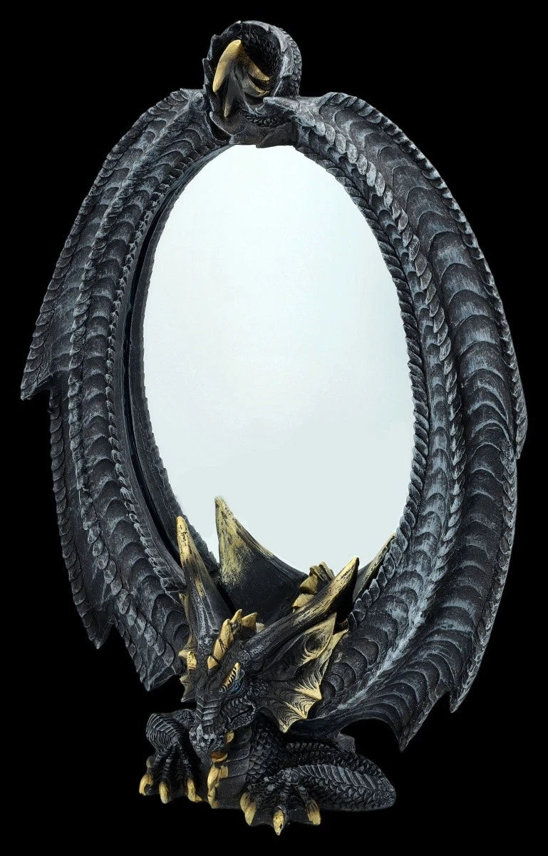 Gothic Spiegel mit Drachen – Magische Deko Geschenkidee Fantasy Altar
