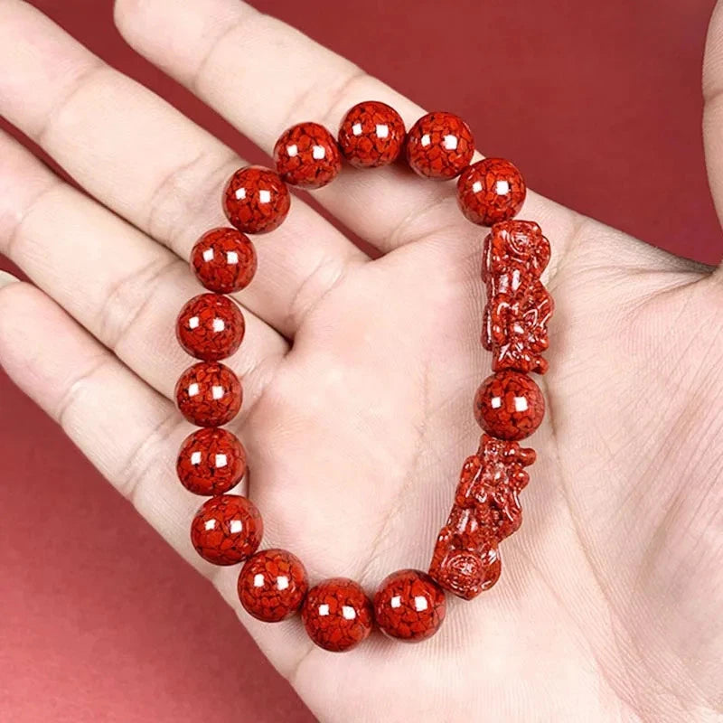 1Pc Exquisitely Natural Cinnabar PI Xiu Bracelet Luck Amulet Bangle Jewelry