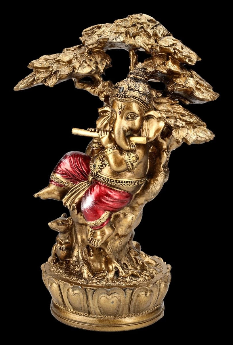 Indische Ganesha Dekofigur – Musizierend Spirituelle Hindu Statuette H 22 cm
