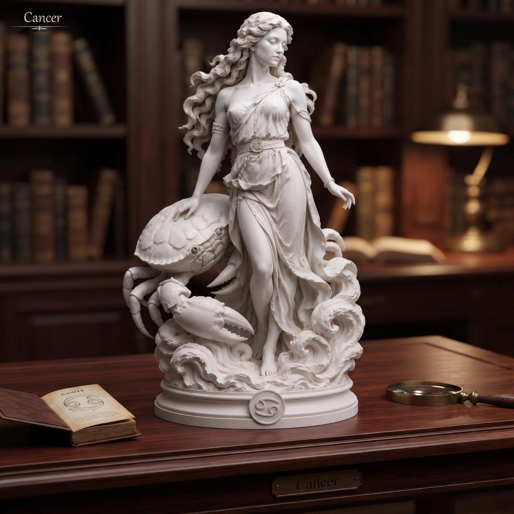 Cancer Zodiac Sculpture, 20 cm Resin Statue, Astrology Home Decor