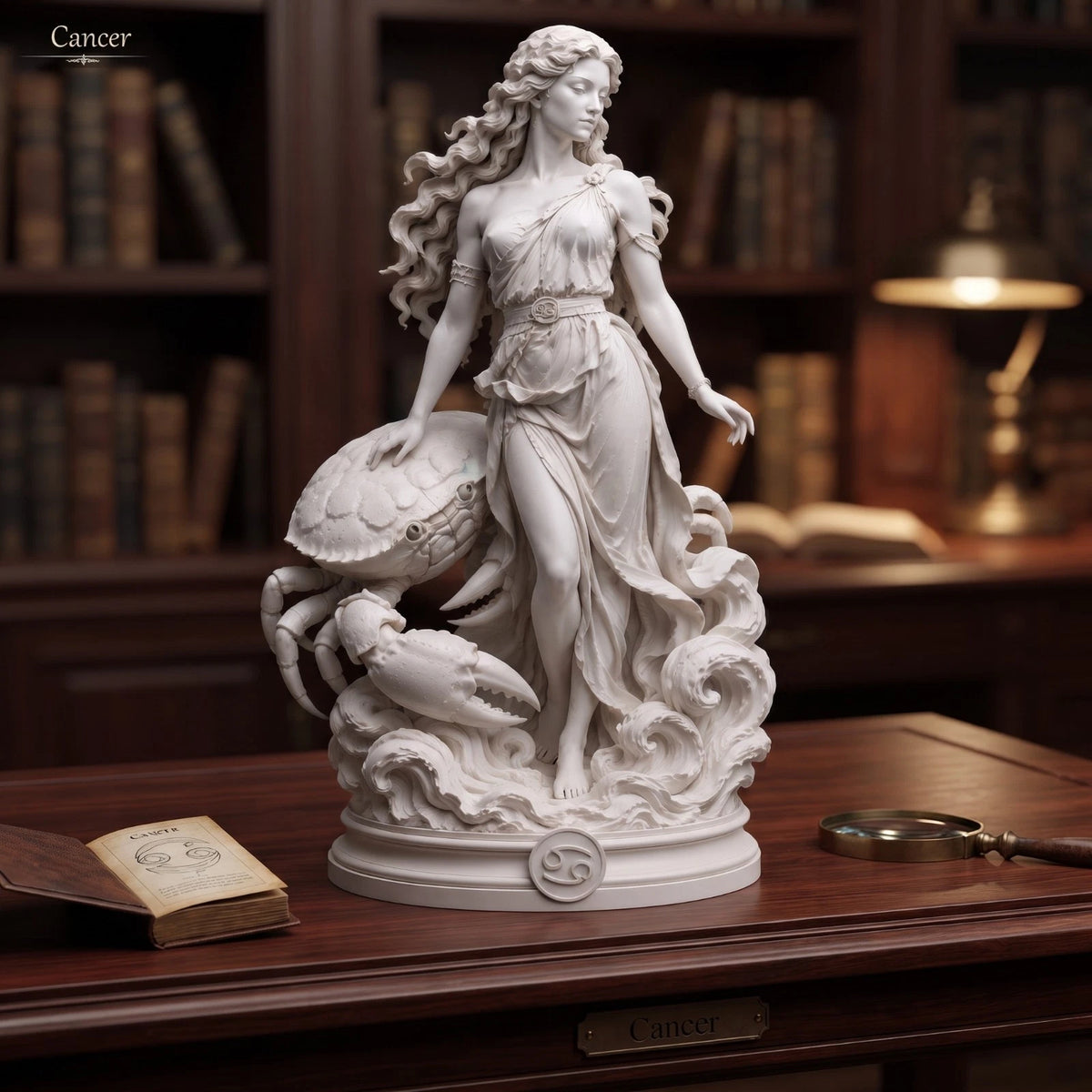 Cancer Zodiac Sculpture, 20 cm Resin Statue, Astrology Home Decor