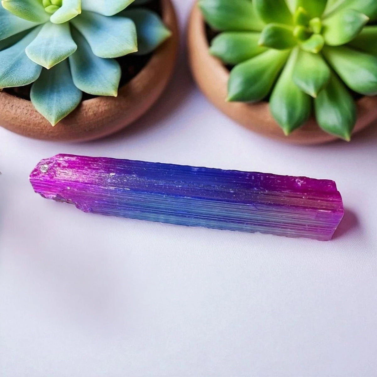 Iridescent Aura Selenite Healing Wand | Crystal Energy Cleansing Tool
