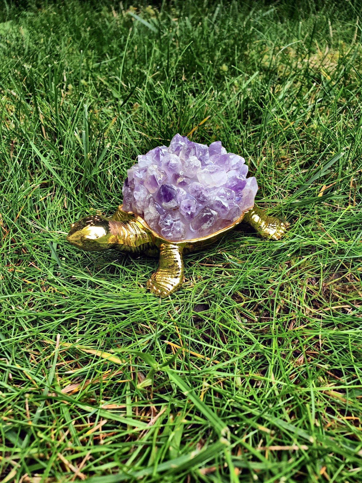 Amethyst Schildkröte – Spiritueller Schutz &amp; Heilstein Energie Figur Glück neu