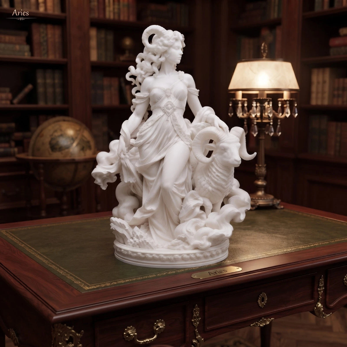 Aries Zodiac Sculpture, 20 cm Resin Statue, Astrology Home Decor