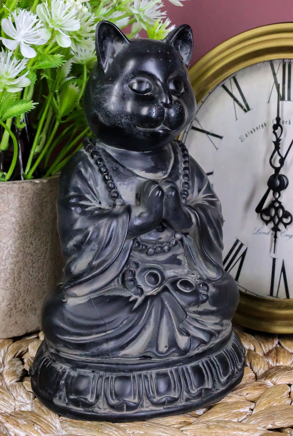 Buddha Cat Statue Meditating Zen Cat Figurine Cat Memorial Or Spiritual Decor