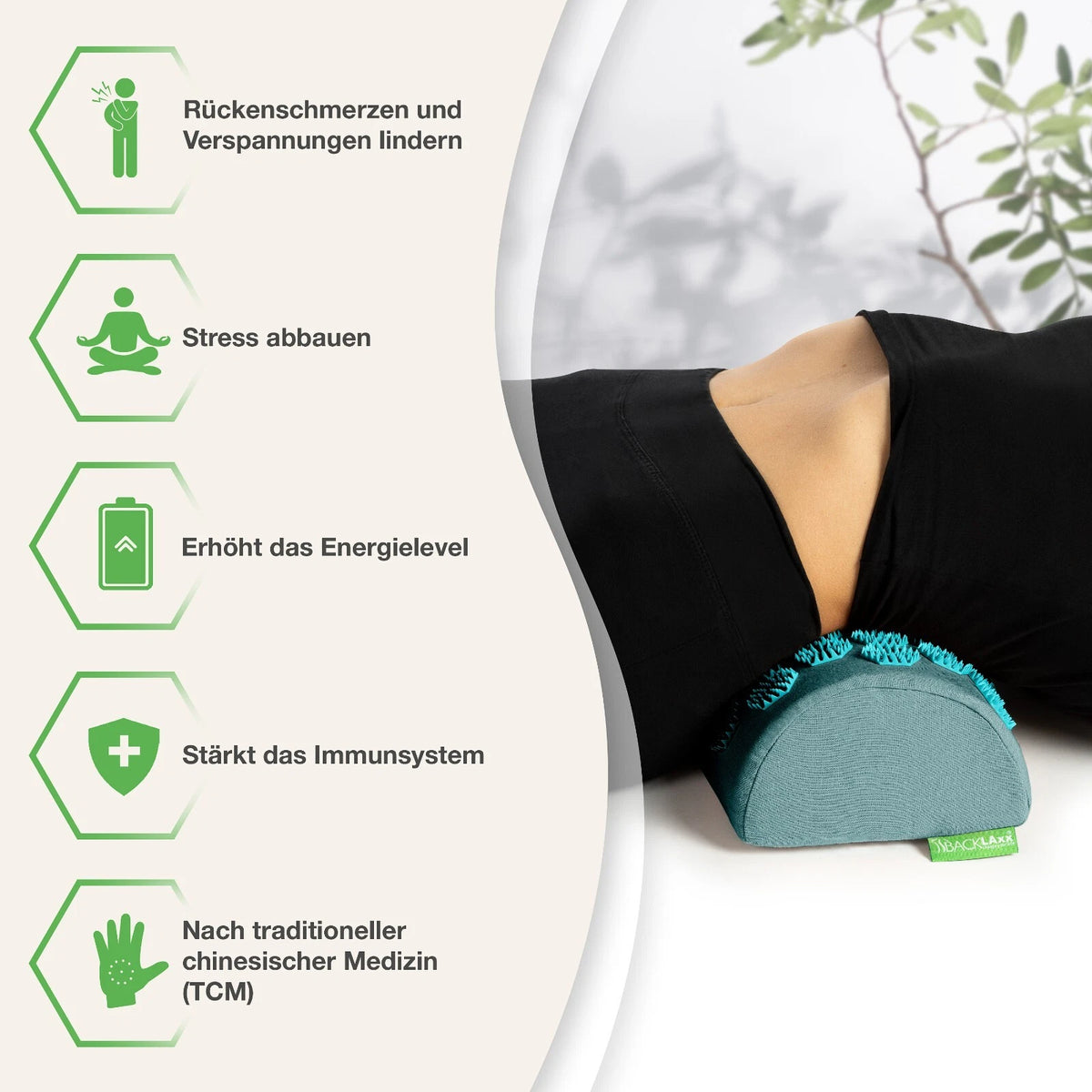 BACKLAxx ® Akupressur Nackenrolle - 2592 Spitzen - mit Befestigungsba<wbr/>nd