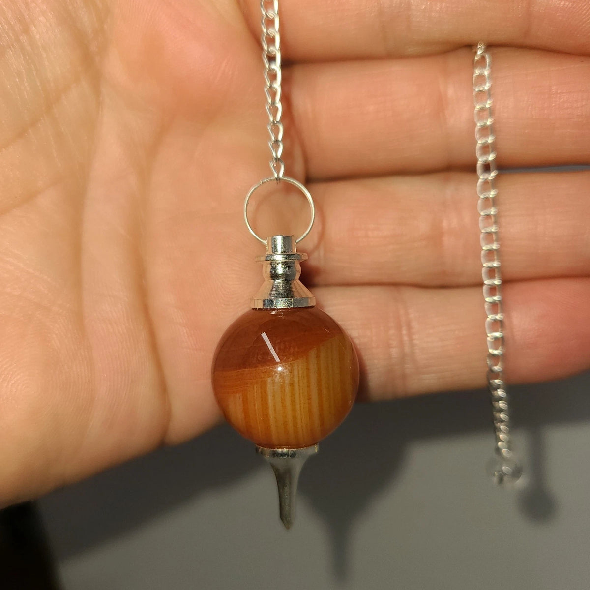 Carnelian Sephoroton Ball Sphere Crystal Dowsing Pendulum Divination Tool