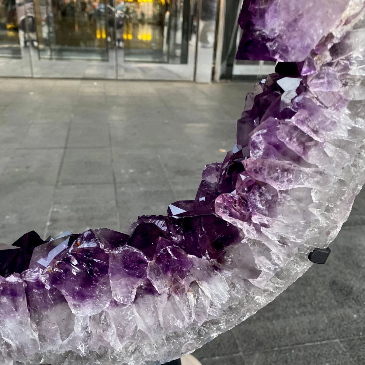 23.01LB Natural amethyst hole quartz cluster crystal Coarse slice pecimen