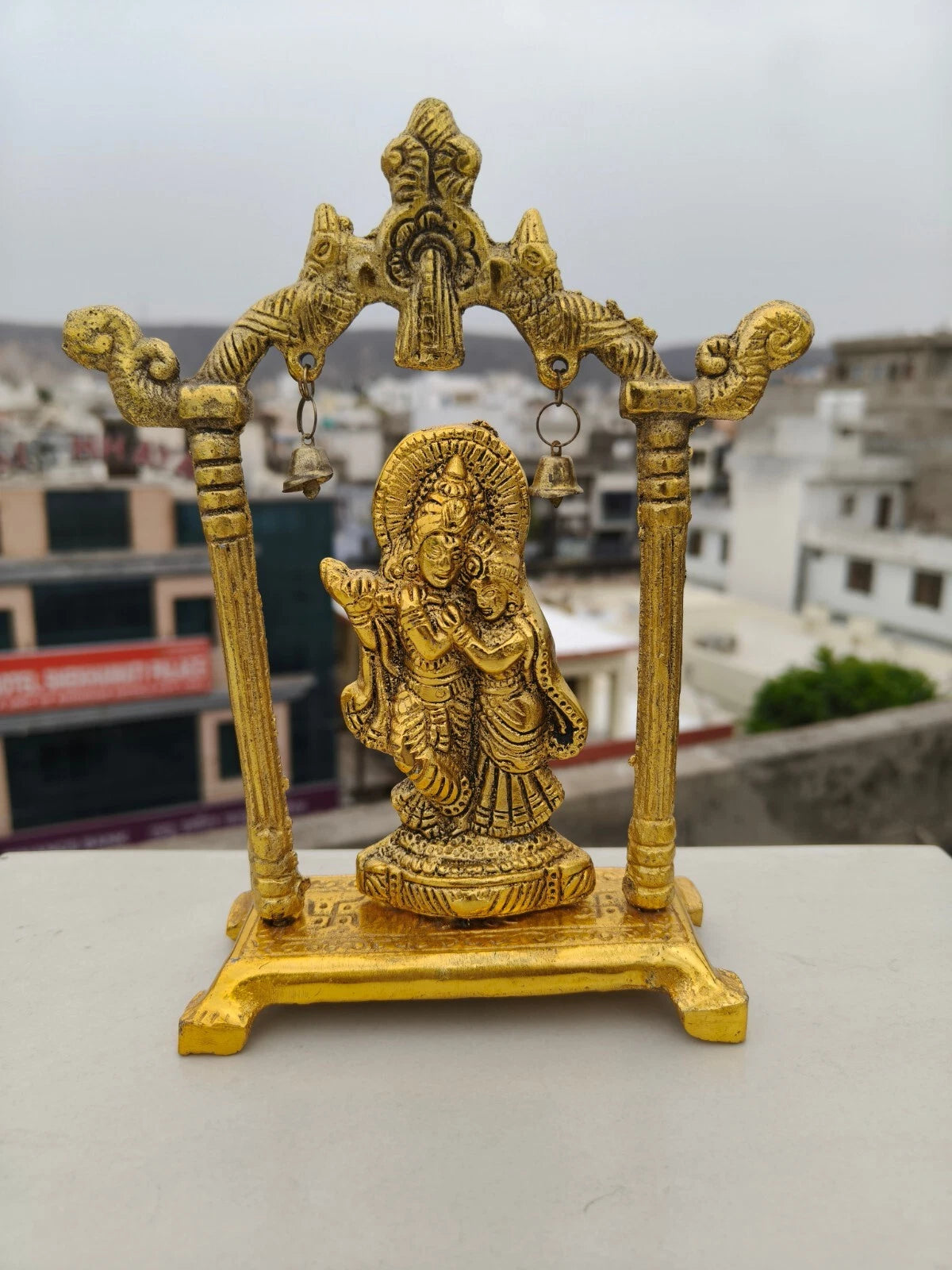 Lord Krishna Statue, Metal Radha Krishna Statue, Handmade Statue for Gift