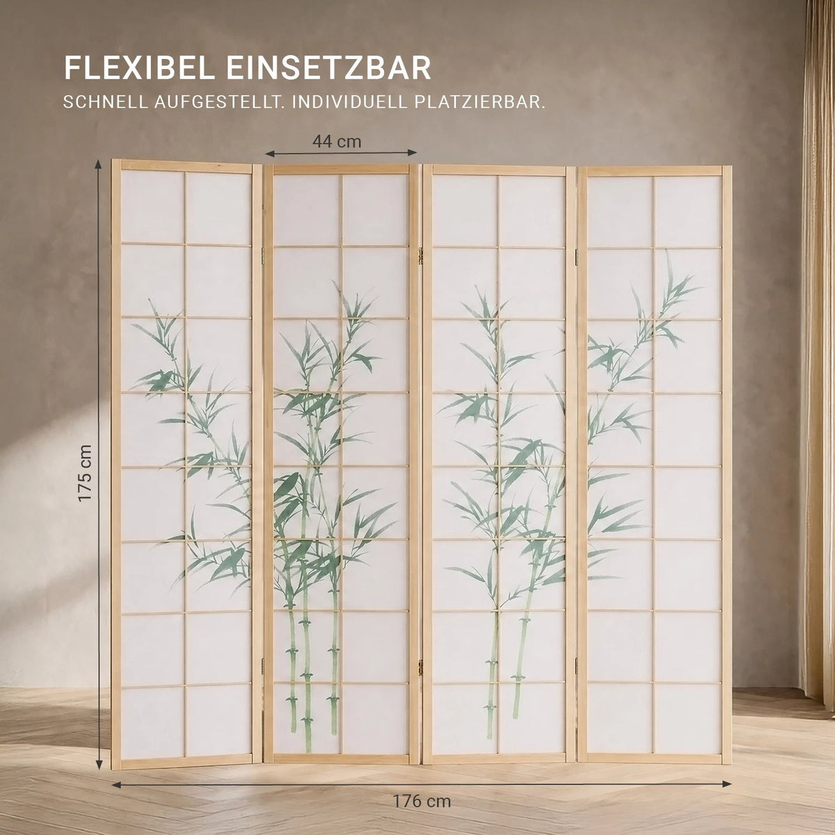 Raumteiler Trennwand Paravent Holz Massiv Sichtschutz Shoji Bambus Homestyle4u
