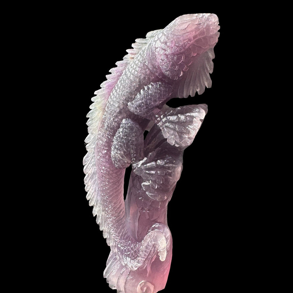 577gHand Carved Fluorite Lizard Sculpture Psychic Protection Aura Cleansing gift