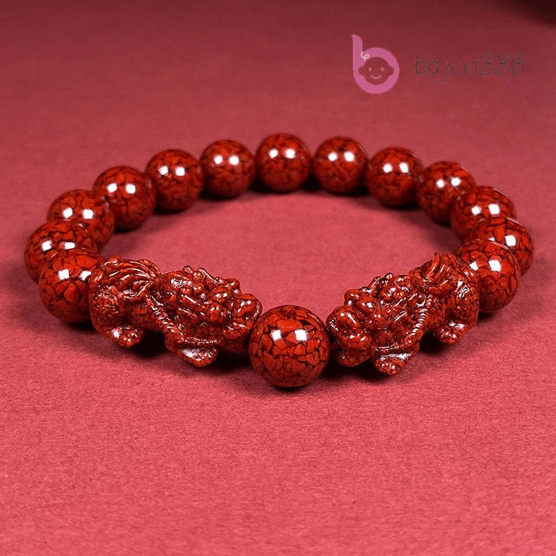 1Pc Exquisitely Natural Cinnabar PI Xiu Bracelet Luck Amulet Bangle Jewelry