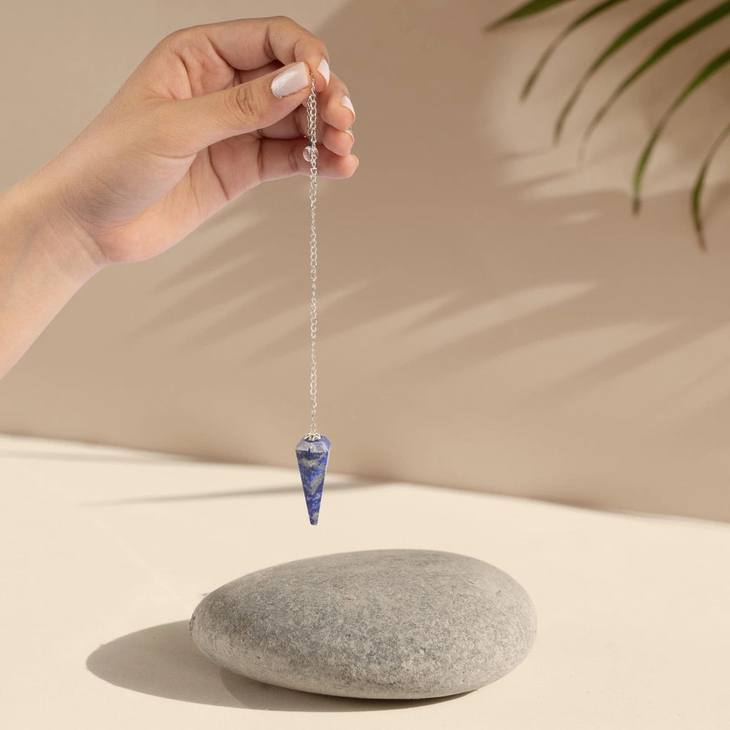 Lapis Lazuli Pendulum Crystal Stone, Faceted Pendulum Divination Tools, Dowsing