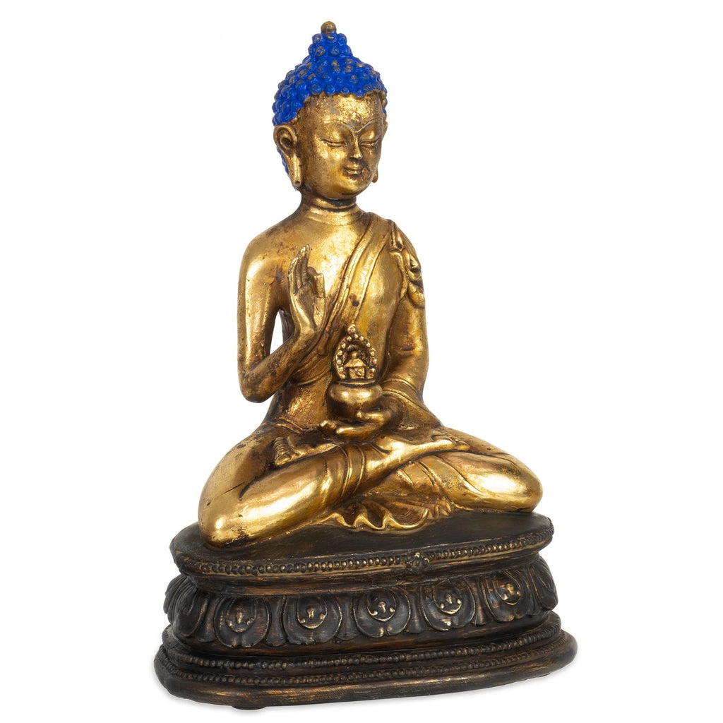 Buddhafigur gold sitzend 14,5 x 10,5 x 22 cm Dekofigur Polyresin spirituell